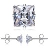 Pendientes Faux chip diamante 5 tamaños Plata Acero IM#26915