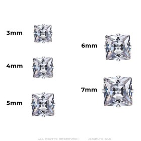 Pendientes Faux chip de diamantes 5 tamaños Plata Acero IM#26920