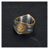 Anello biker indiano Chaman in turchese, oro, acciaio inossidabile IM#26931