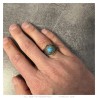 Anello biker indiano Chaman in turchese, oro e acciaio inossidabile IM#26932