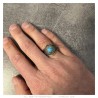 Indian Chaman Turquoise Gold Stainless Steel Biker Ring IM#26932