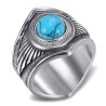 Indian Chaman Turquesa de plata de acero inoxidable Biker Anillo IM#26935