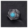 Indian Chaman Turquesa de plata de acero inoxidable Biker Anillo IM#26937