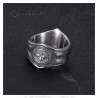 Anello biker indiano Chaman in turchese, argento, acciaio inossidabile IM#26938