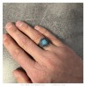 Indian Chaman Turquoise Silver Stainless Steel Biker Ring IM#26939