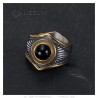 Indian Chaman Biker Ring Black Onyx Gold Stainless Steel IM#26944