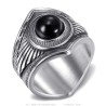 Indian Chaman Biker Ring Black Onyx Silver Stainless Steel IM#26950