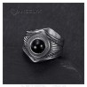 Anello Chaman indiano per motociclisti Onice nero Argento Acciaio inossidabile IM#26951