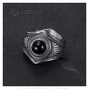 Indian Chaman Biker Ring Black Onyx Silver Stainless Steel IM#26951