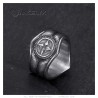 Bague Biker Indien Chaman Onyx noir Argent Acier inoxydable  IM#26952