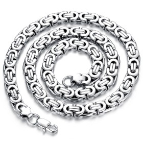 Byzantine chain Men's necklace Stainless steel Silver IM#26963