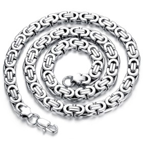 Chaîne byzantine Collier homme Acier inoxydable Argenté  IM#26963