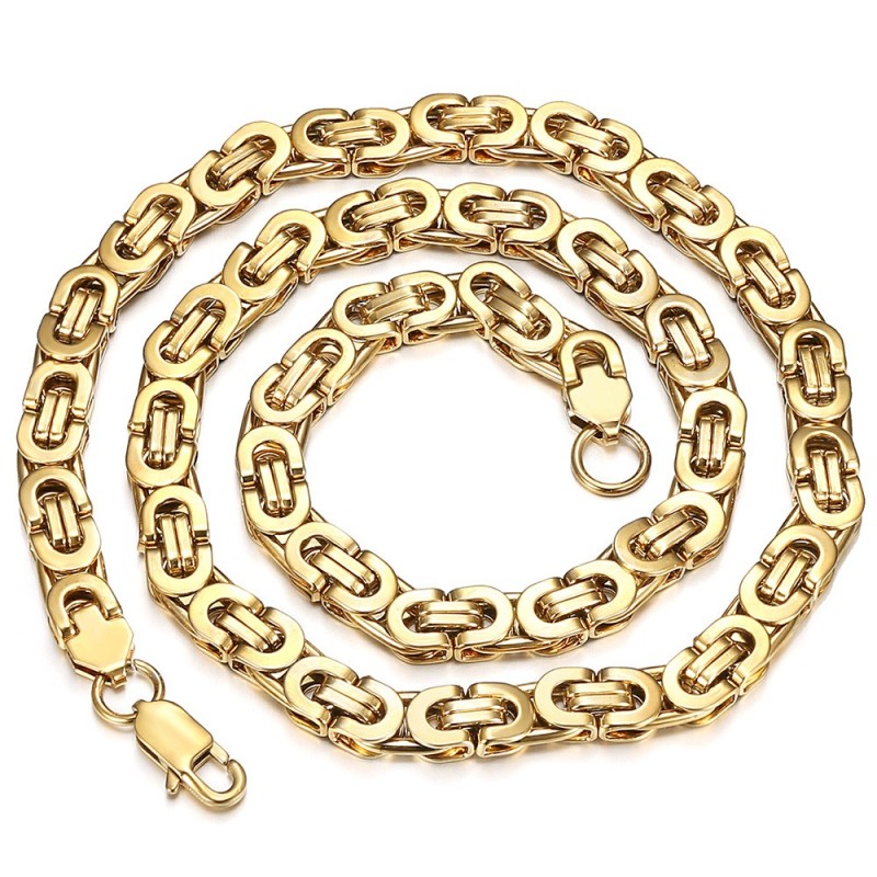 Chaîne byzantine Collier homme Acier inoxydable Or  IM#26968