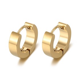 Creole Earrings 13mm Width 4mm Stainless Steel Gold IM#26978