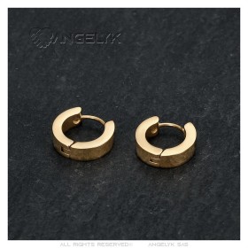 Boucles d'Oreilles créoles 13mm Largeur 4mm Acier inoxydable Or  IM#26980