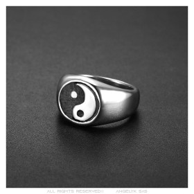 Anillo Anillo anillo de Hombre Mujer Yin y el Yang de Acero  IM#26996