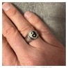 Ring Siegelring-Mann-Frau, Yin-und Yang-Stahl  IM#26998