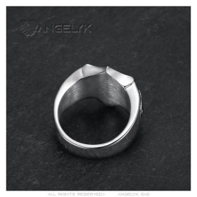 Bague fleur de lys Blason Templier Acier inoxydable Argenté  IM#27005