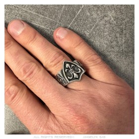 Siegelring Ring Lilie Wappen Silber  IM#27006