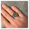 Bague fleur de lys Blason Templier Acier inoxydable Argenté  IM#27006