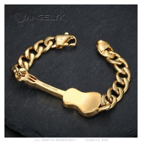 Bracelet guitare Musicien Gipsy Homme Acier inoxydable Or  IM#27012