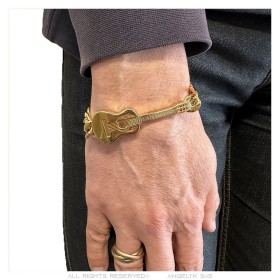 Bracciale guitare Musicien Gipsy Homme Acciaio inossidabile Oro IM#27013