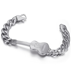 Bracciale da uomo Gipsy Musician Guitar Acciaio inossidabile Argento IM#27016