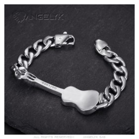 Bracelet guitare Musicien Gipsy Homme Acier inoxydable Argent  IM#27019