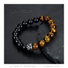 Genuine Tiger Eye and Onyx 10mm Fleur de Lys Charm Bracelet IM#27026