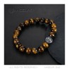 Ojo de tigre auténtico 10mm León Pulsera de acero inoxidable IM#27032