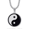 Medaglione Yin Yang Simbolo Ciondolo in acciaio inossidabile Argento IM#27043