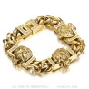 Bracelet lion Gourmette luxe Homme 3 têtes Or Diamants 19cm  IM#27055