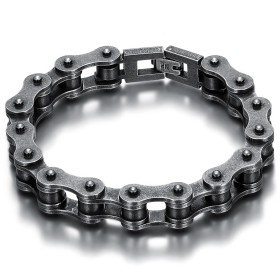 Biker bracelet Motorcycle chain Aged steel 22cm  IM#27061