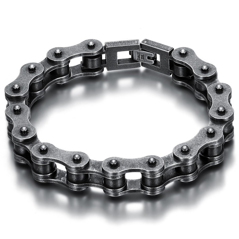 Bracelet biker Chaîne de moto Acier inoxydable vieilli  IM#27061