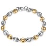 Bracciale bicolore con chicchi di caffè Acciaio inossidabile Argento Oro 7 mm IM#27067