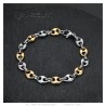 Two-tone coffee bean bracelet Stainless steel Silver Gold 9mm IM#27075