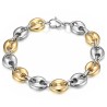 Bracciale bicolore con chicchi di caffè Acciaio inossidabile Argento Oro 11 mm IM#27079