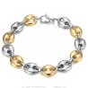 Two-tone coffee bean bracelet Stainless steel Silver Gold 11mm IM#27080