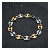 Two-tone coffee bean bracelet Stainless steel Silver Gold 11mm IM#27081