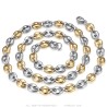 Two-tone coffee bean chain Stainless steel Silver Gold 7mm IM#27086