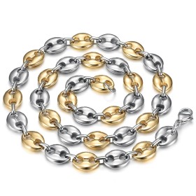 Catena bicolore con chicchi di caffè Acciaio inossidabile Argento Oro 11 mm IM#27095