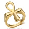 Ring Ankh Kreuz des Lebens Ägypten Edelstahl Gold IM#27118