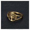 Tree of life ring small discreet model Stainless steel Gold IM#27133