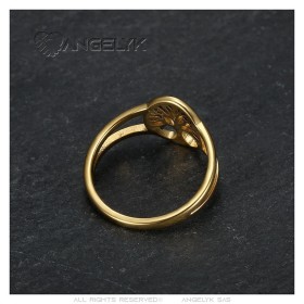 Anello dell'albero della vita modello piccolo e discreto Acciaio inossidabile Oro IM#27134