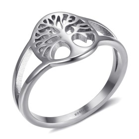 Tree of life ring small discreet model Stainless steel Silver IM#27137