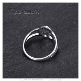 Bague arbre de vie petit modèle discret Acier inoxydable Argent  IM#27140