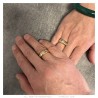 Gipsy English 3 Faux Diamonds Wedding Band Ring Acciaio inossidabile Oro IM#27171