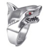 Bague requin Yeux rouges Acier inoxydable Argent  IM#27209