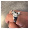 Bague requin Yeux rouges Acier inoxydable Argent  IM#27212
