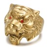 Bague tigre Yeux rouges Acier inoxydable doré à l'or fin  IM#27229